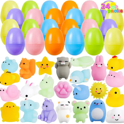 Pre-filled Easter Eggs with Squishy Animals – Pack of 24