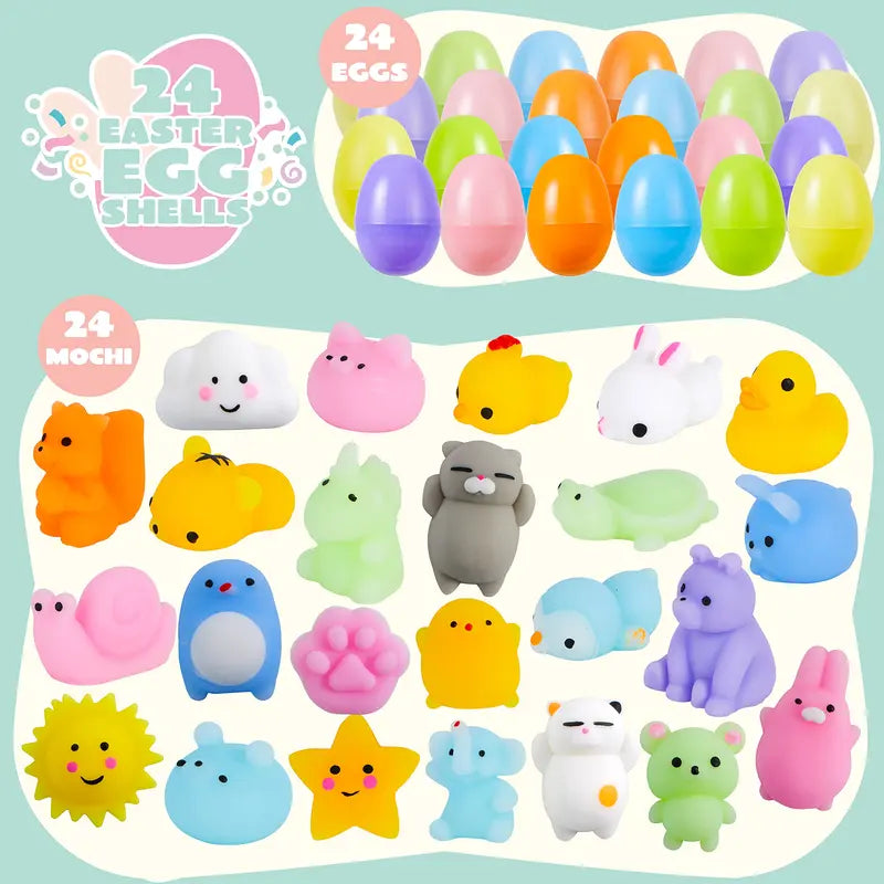 Pre-filled Easter Eggs with Squishy Animals – Pack of 24
